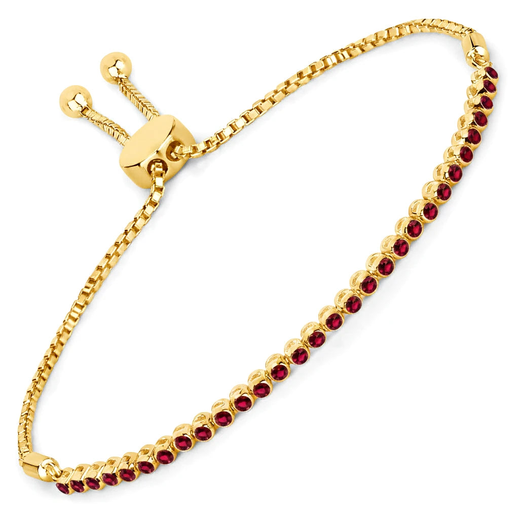 Round Bezel Set Adjustable Bracelet