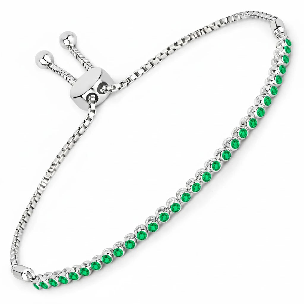 Round Bezel Set Adjustable Bracelet