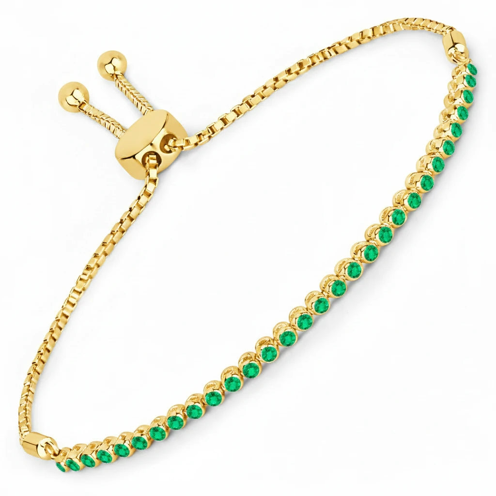 Round Bezel Set Adjustable Bracelet