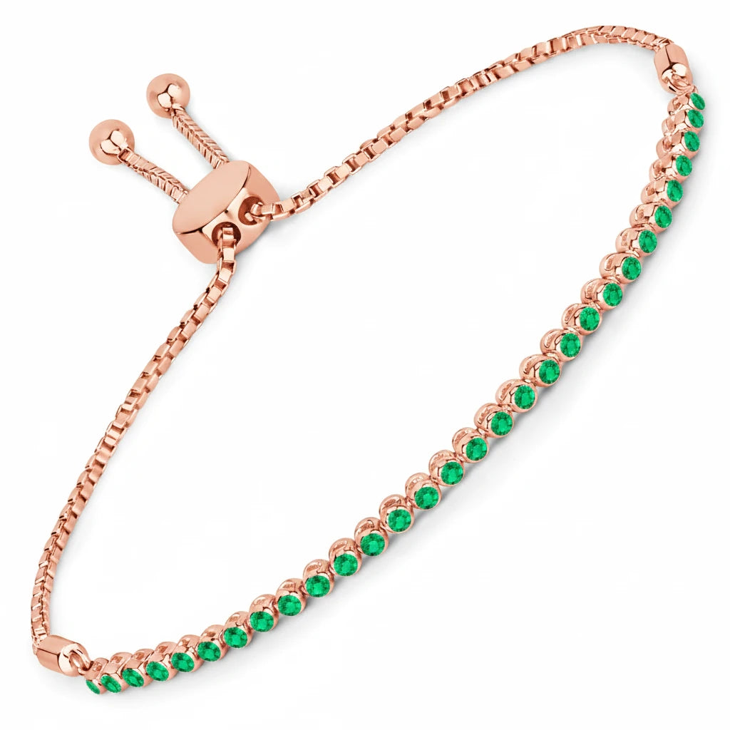 Round Bezel Set Adjustable Bracelet