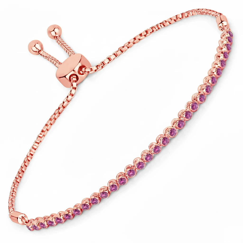 Round Bezel Set Adjustable Bracelet