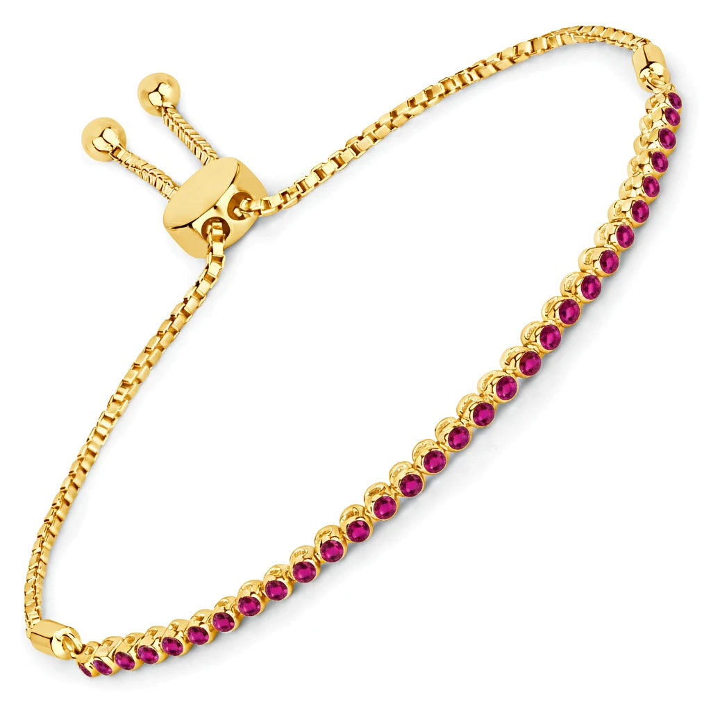Round Bezel Set Adjustable Bracelet