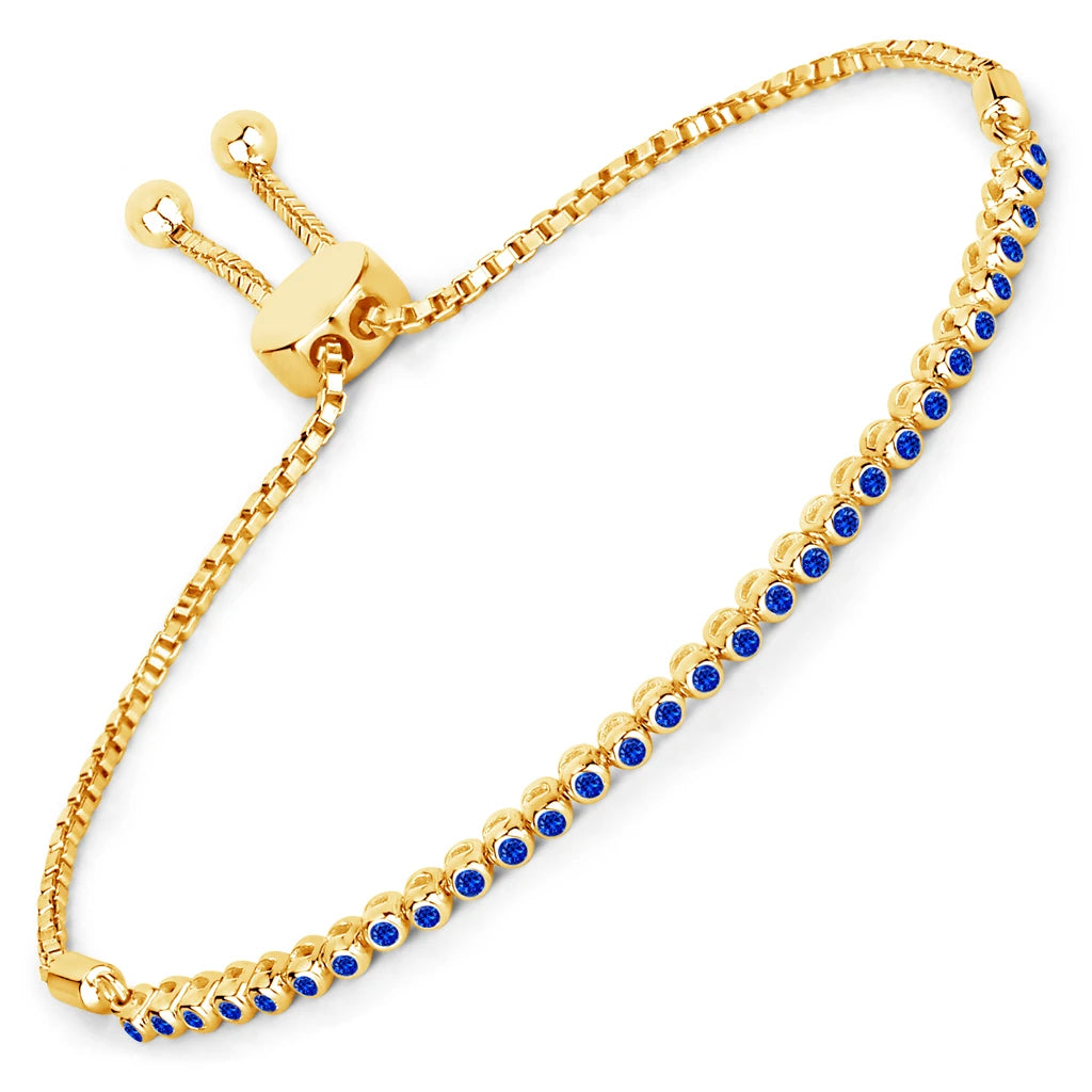 Round Bezel Set Adjustable Bracelet