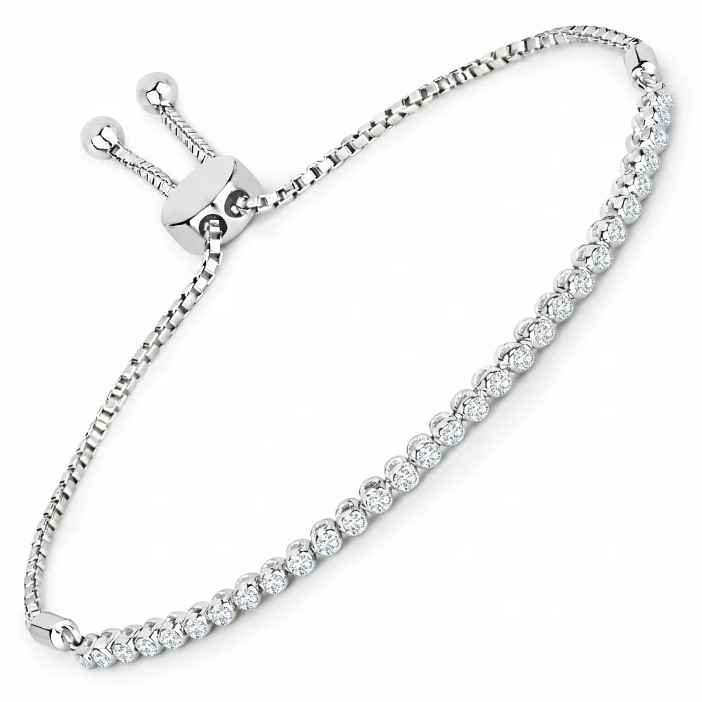 Round Bezel Set Adjustable Bracelet