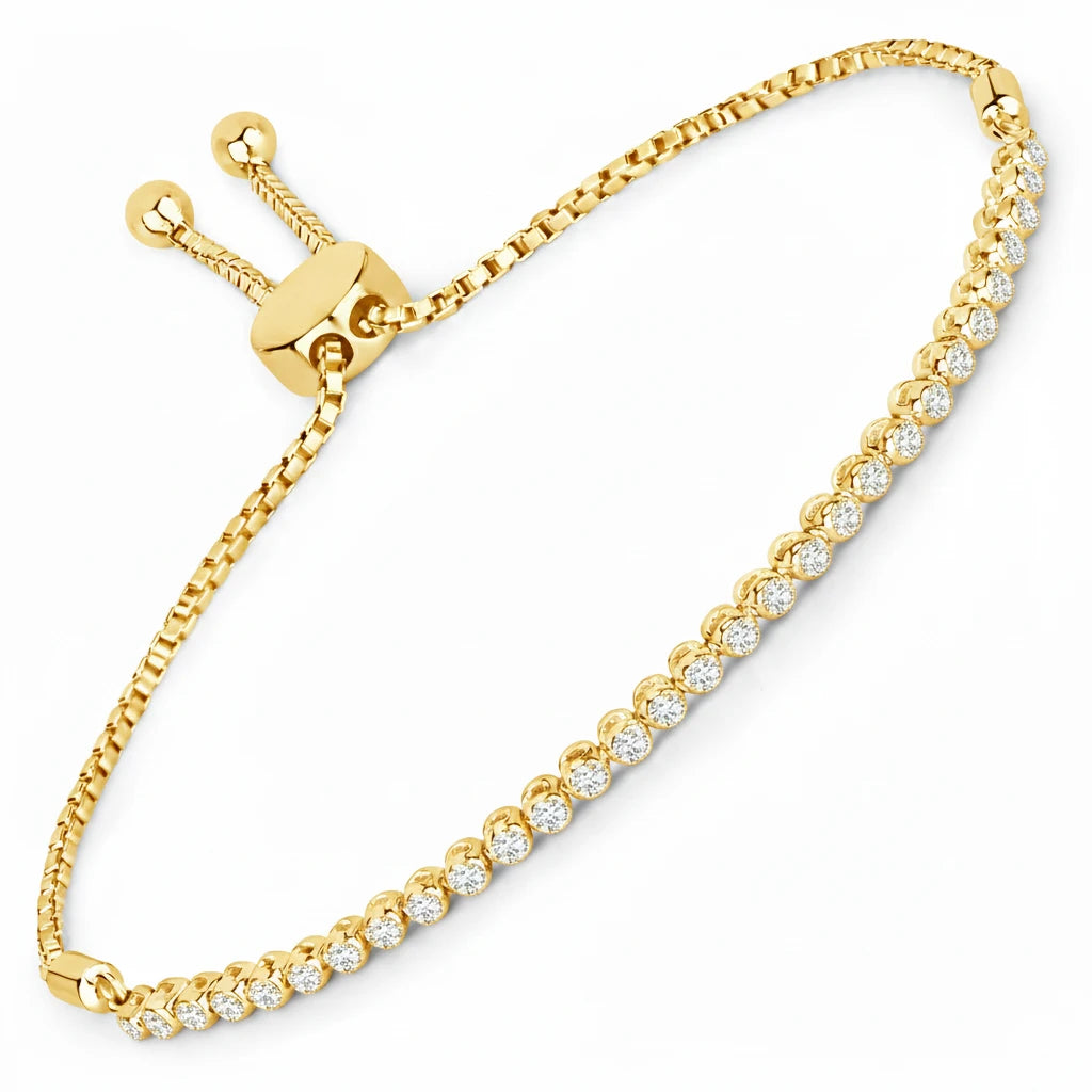 Round Bezel Set Adjustable Bracelet
