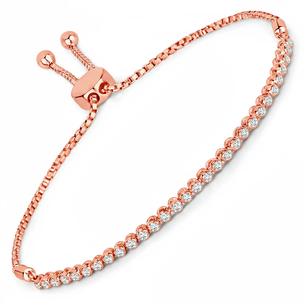 Round Bezel Set Adjustable Bracelet