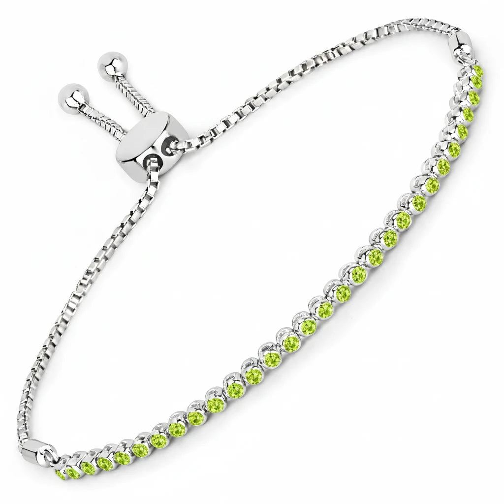 Round Bezel Set Adjustable Bracelet