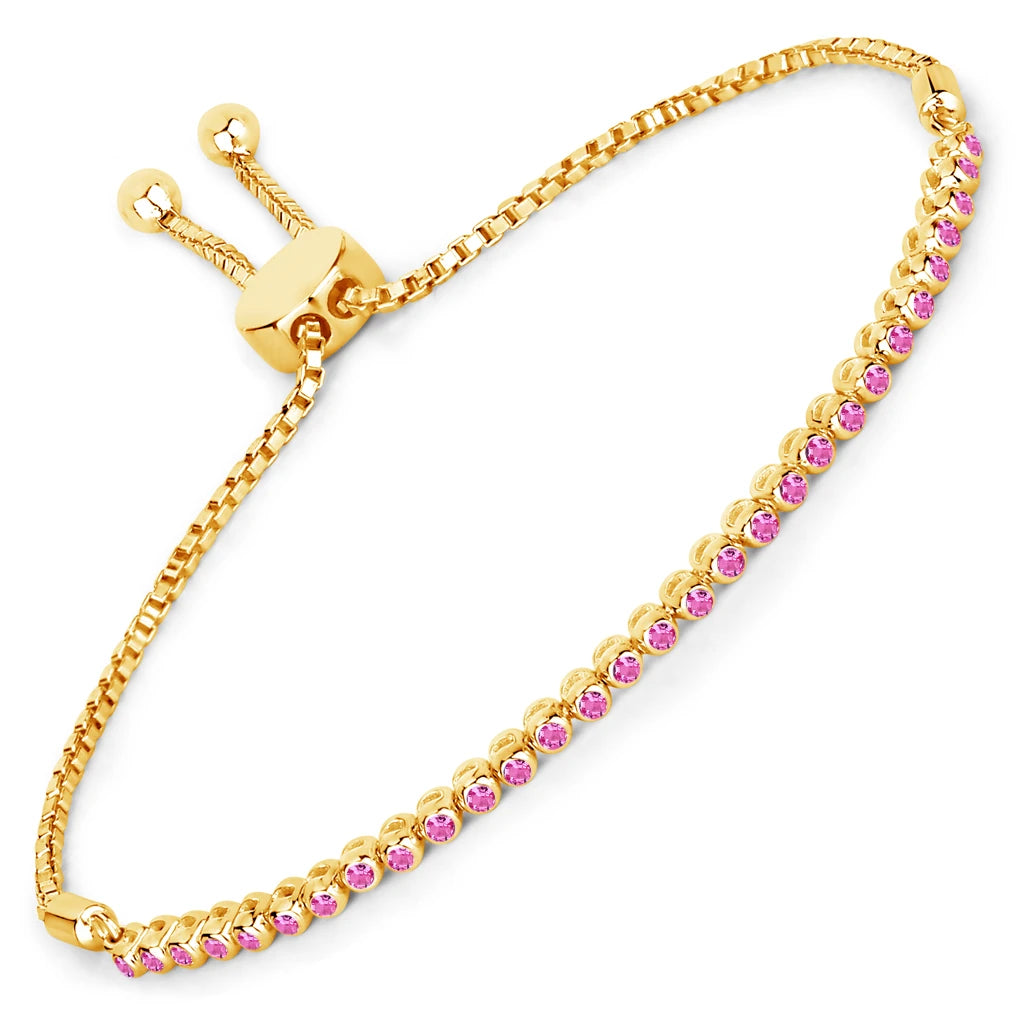 Round Bezel Set Adjustable Bracelet