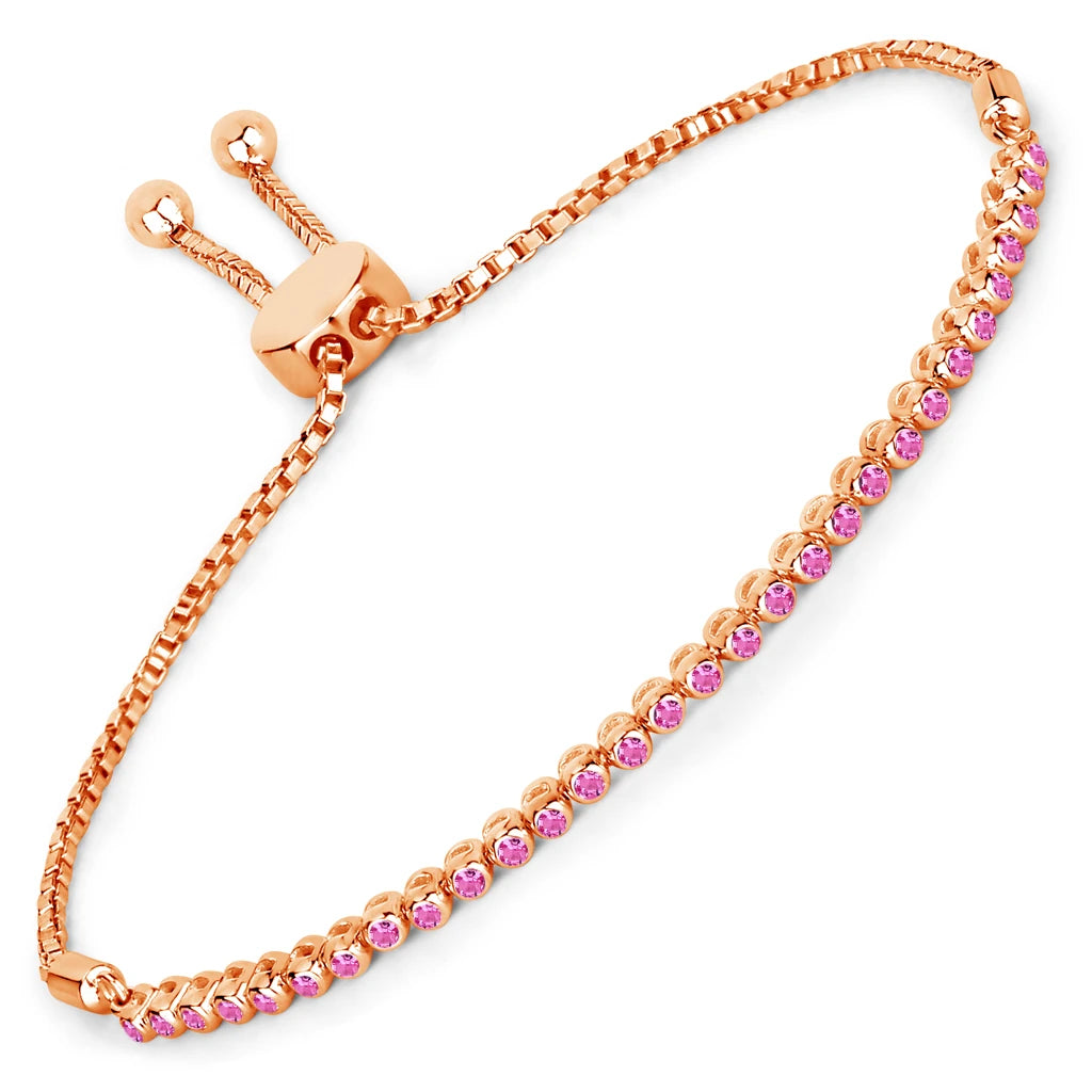 Round Bezel Set Adjustable Bracelet