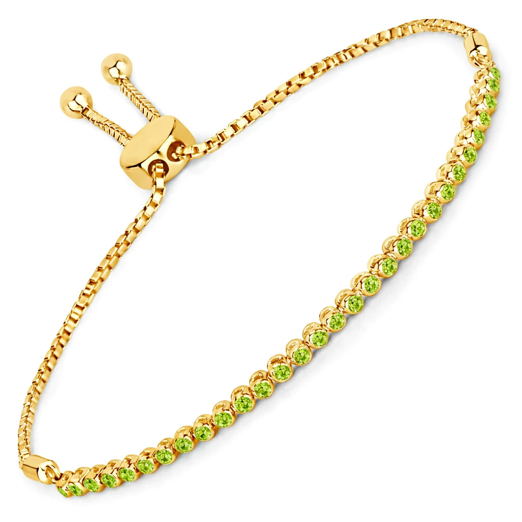 Round Bezel Set Adjustable Bracelet