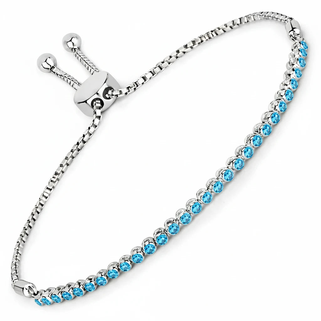 Round Bezel Set Adjustable Bracelet