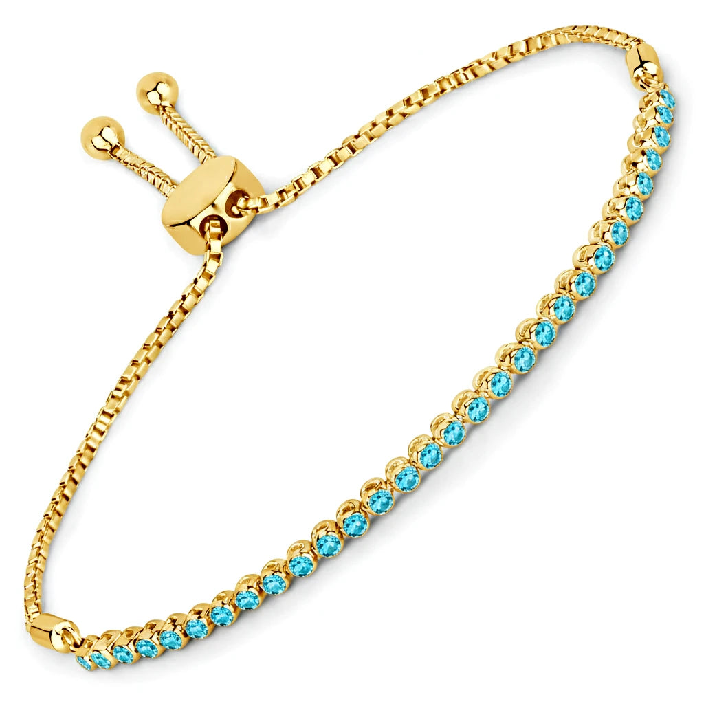 Round Bezel Set Adjustable Bracelet