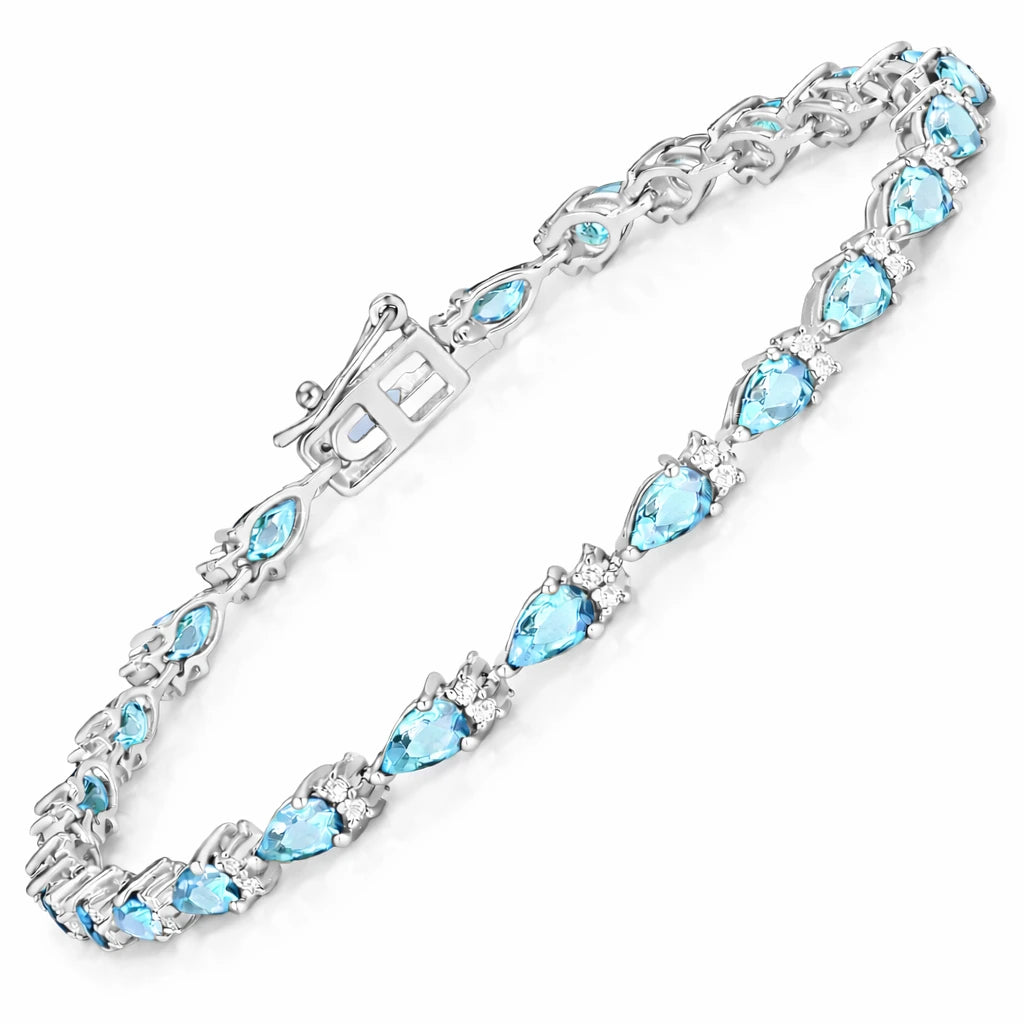 Pear Tennis Bracelet with Diamond Clusters