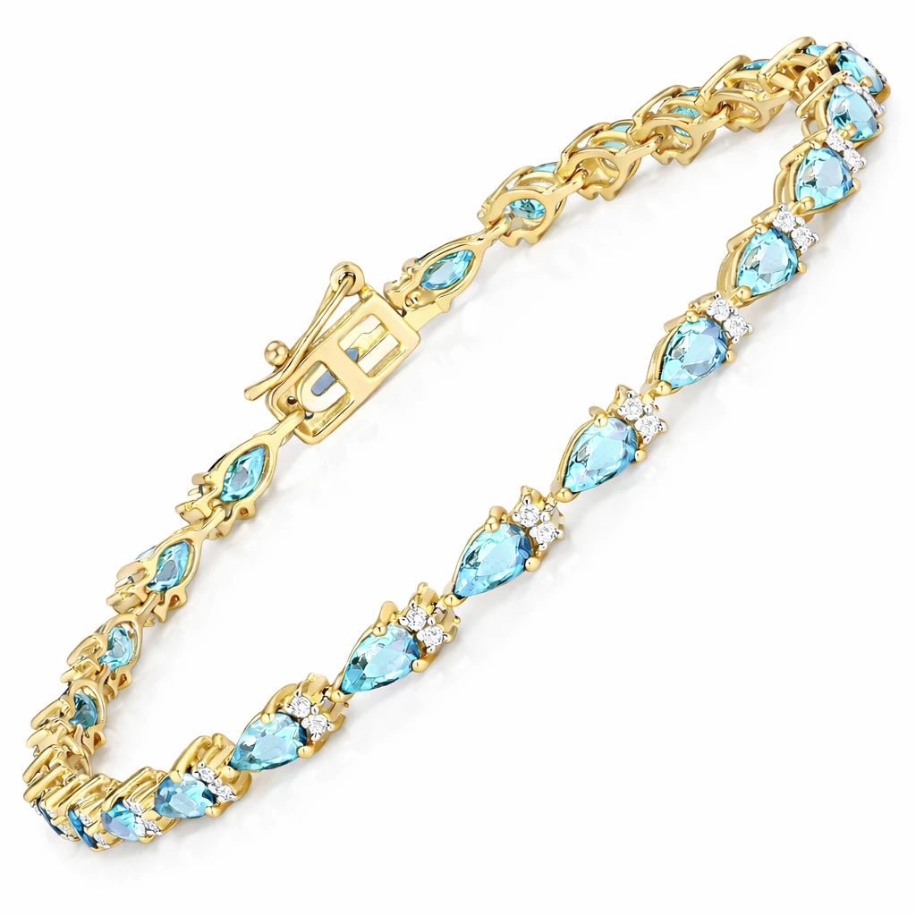 Pear Tennis Bracelet with Diamond Clusters