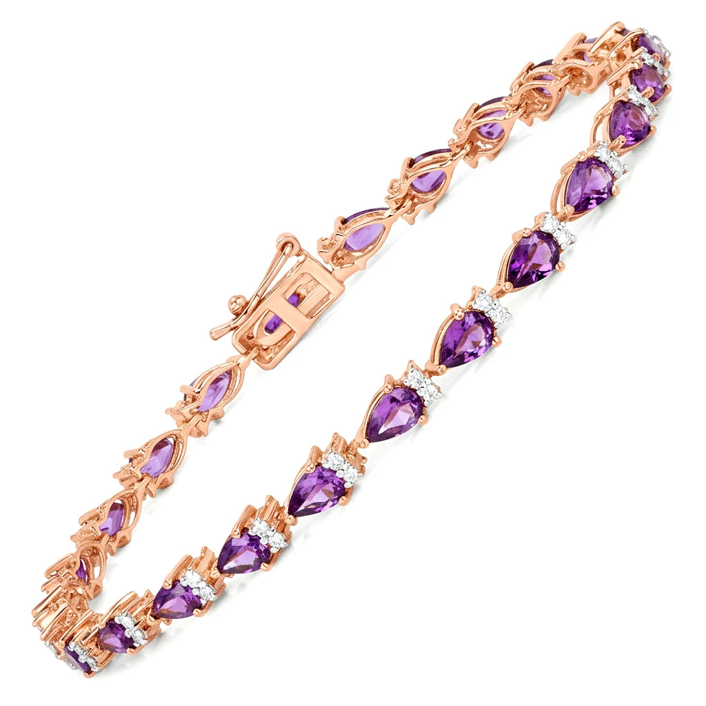 Pear Tennis Bracelet with Diamond Clusters