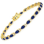 Pear Tennis Bracelet with Diamond Clusters