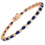 Pear Tennis Bracelet with Diamond Clusters