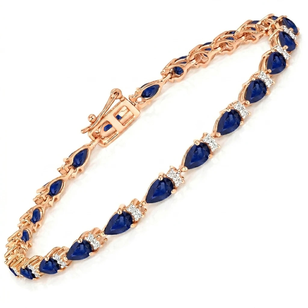 Pear Tennis Bracelet with Diamond Clusters