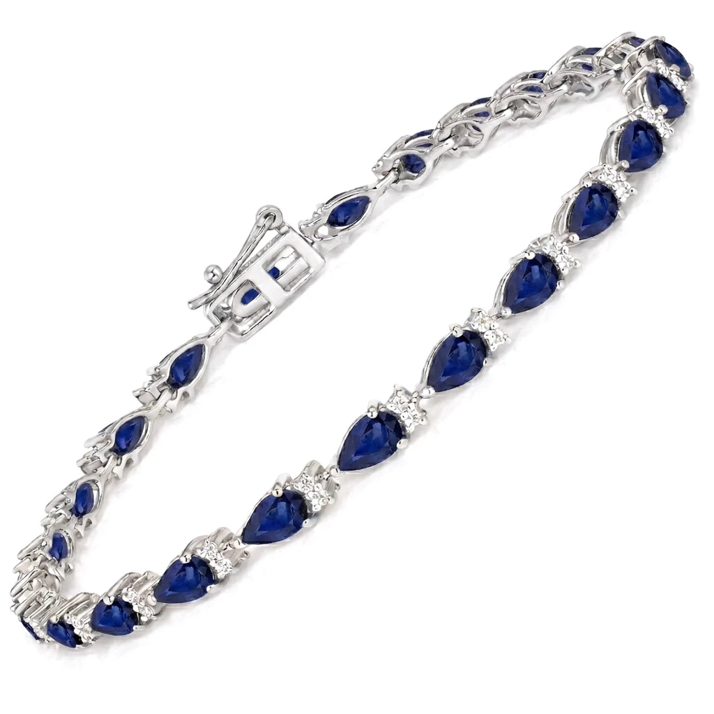 Pear Tennis Bracelet with Diamond Clusters