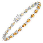 Pear Tennis Bracelet with Diamond Clusters