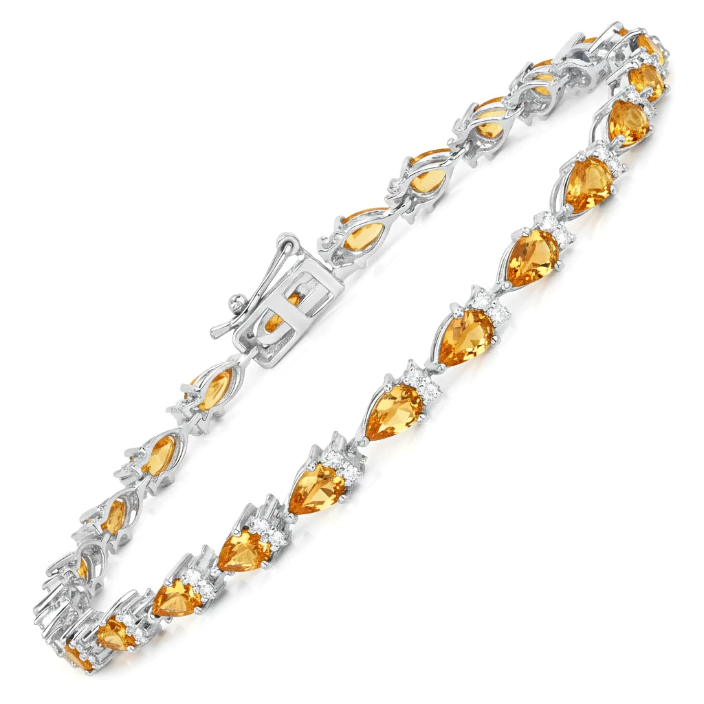 Pear Tennis Bracelet with Diamond Clusters
