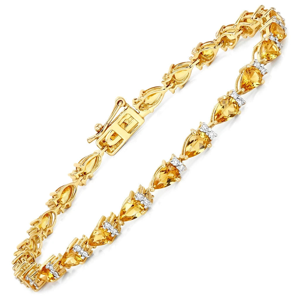 Pear Tennis Bracelet with Diamond Clusters