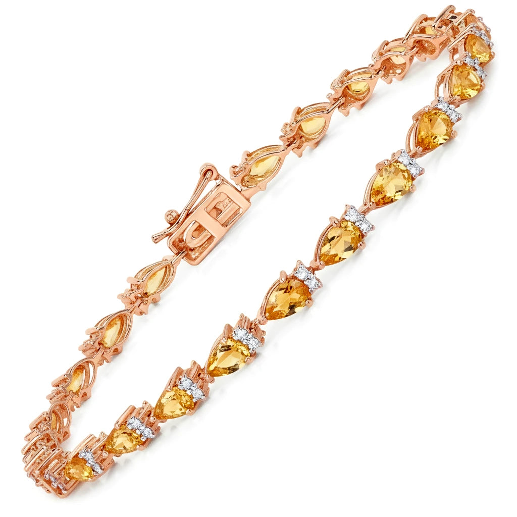 Pear Tennis Bracelet with Diamond Clusters