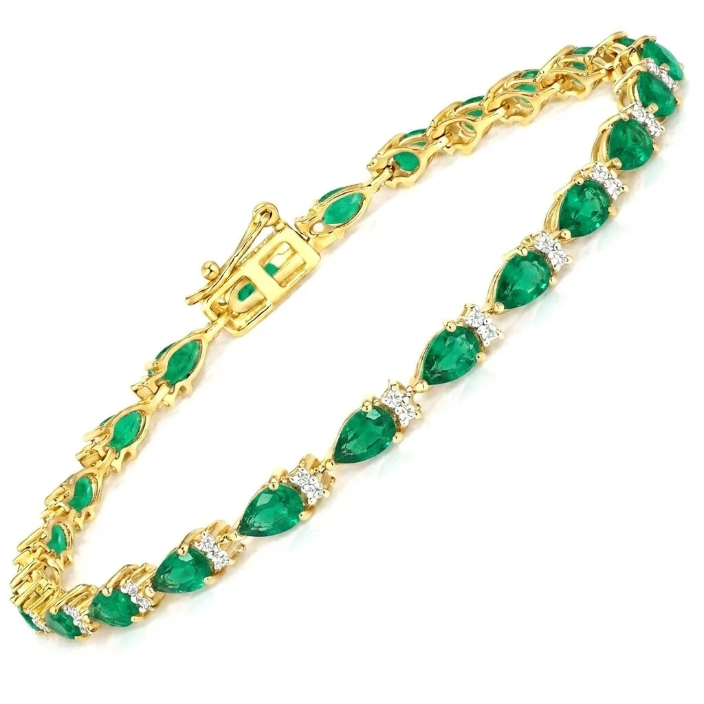 Pear Tennis Bracelet with Diamond Clusters