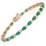 Pear Tennis Bracelet with Diamond Clusters