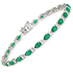 Pear Tennis Bracelet with Diamond Clusters