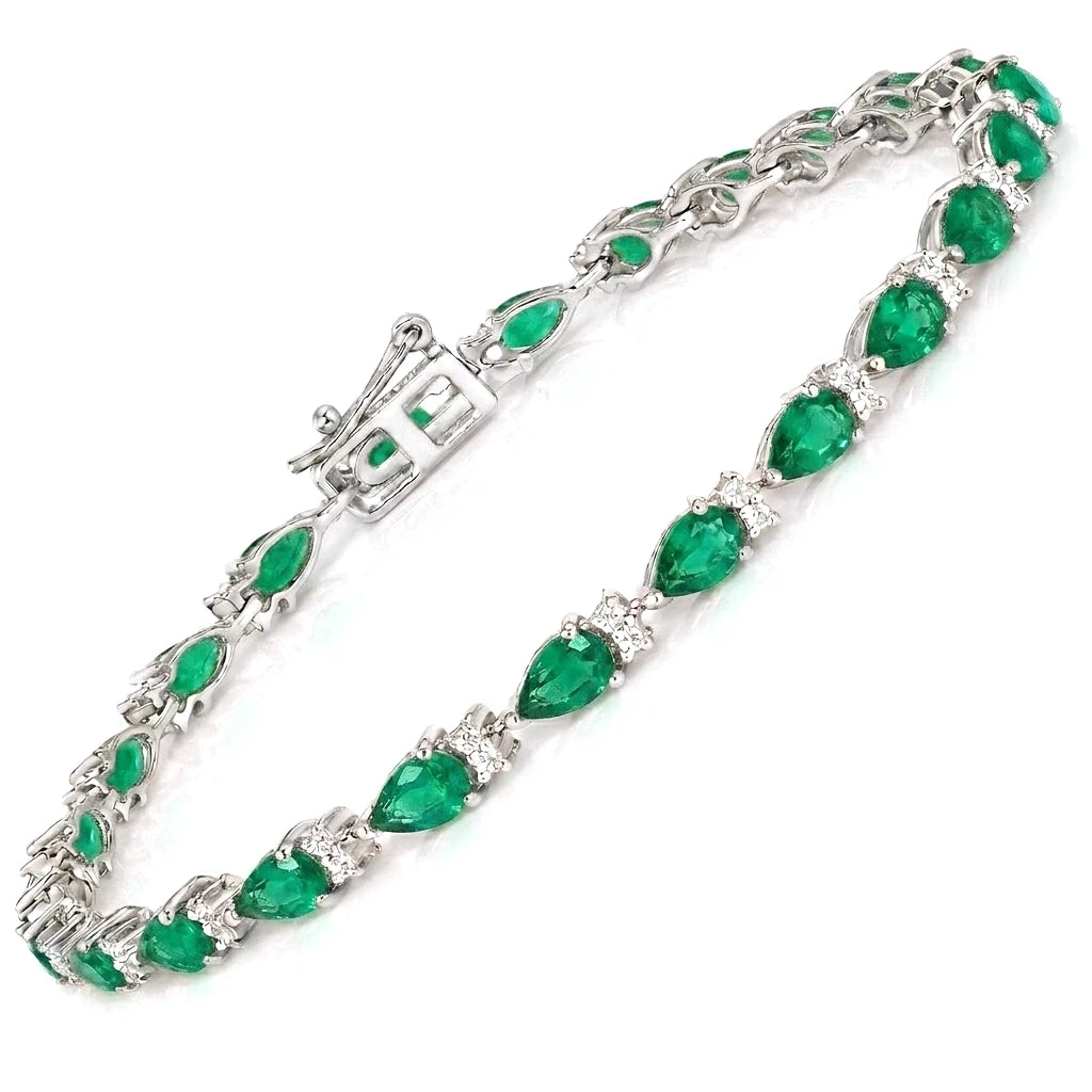 Pear Tennis Bracelet with Diamond Clusters
