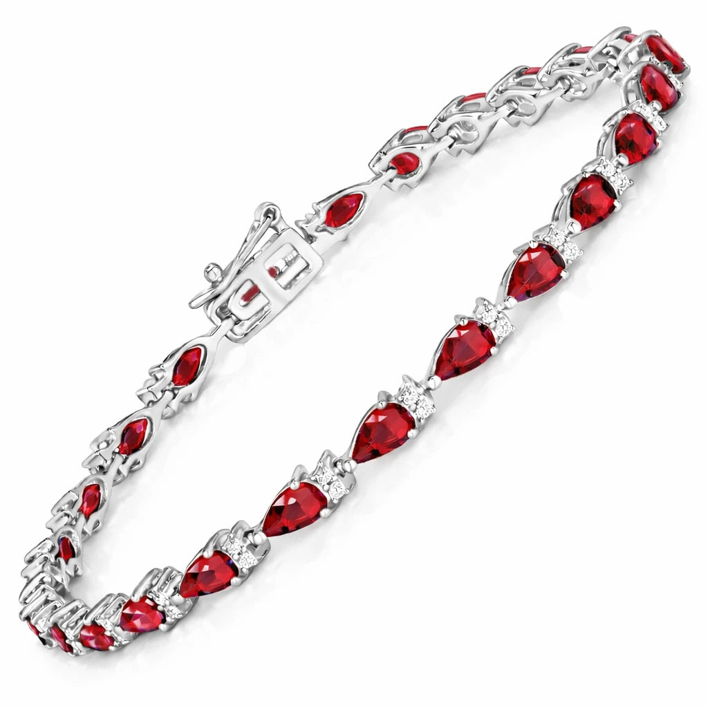 Pear Tennis Bracelet with Diamond Clusters