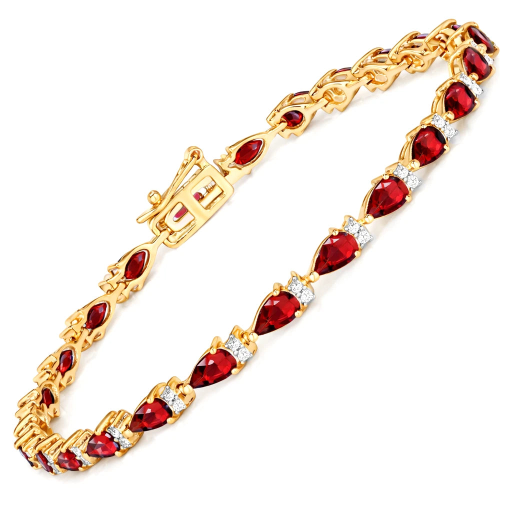 Pear Tennis Bracelet with Diamond Clusters