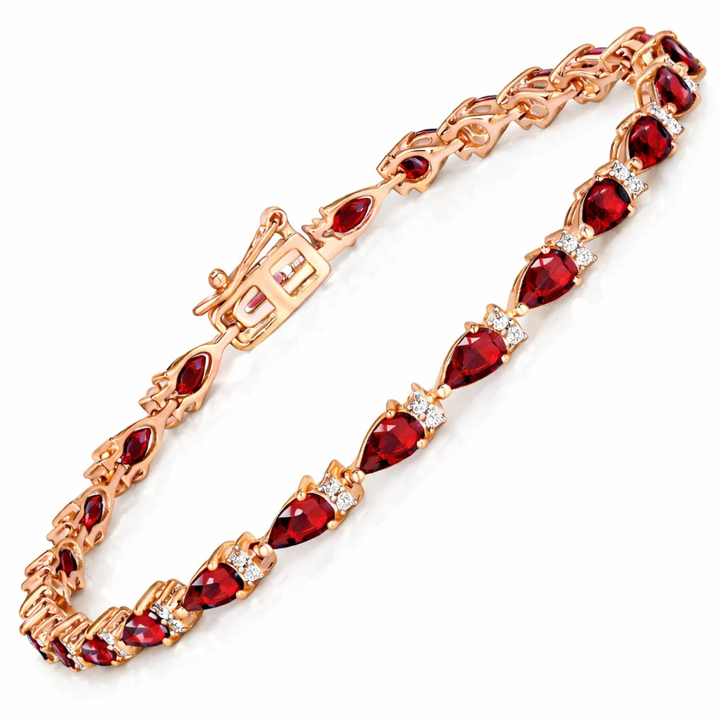 Pear Tennis Bracelet with Diamond Clusters