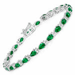 Pear Tennis Bracelet with Diamond Clusters