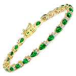 Pear Tennis Bracelet with Diamond Clusters