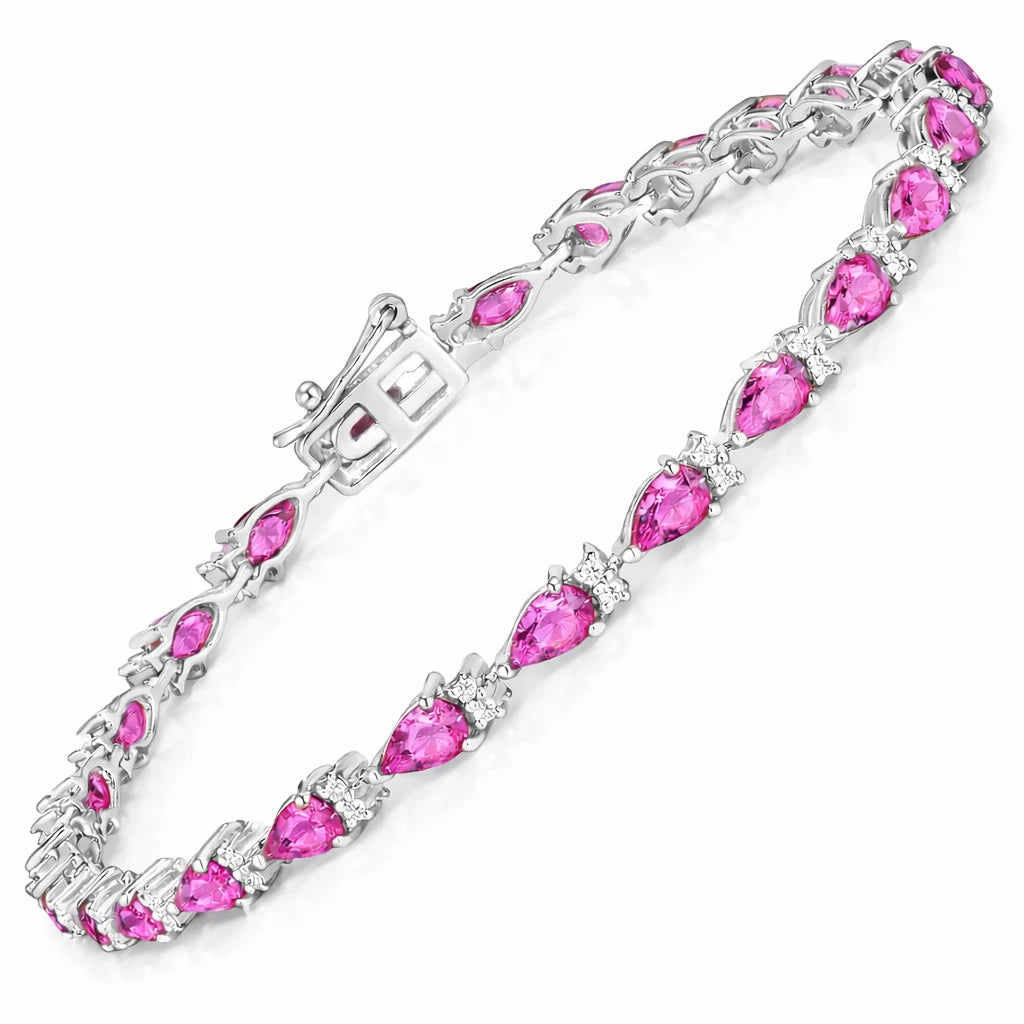 Pear Tennis Bracelet with Diamond Clusters