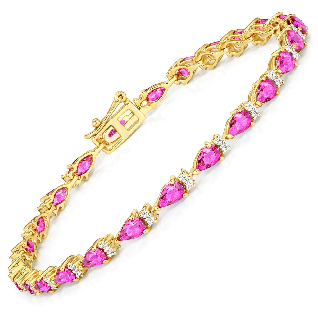 Pear Tennis Bracelet with Diamond Clusters