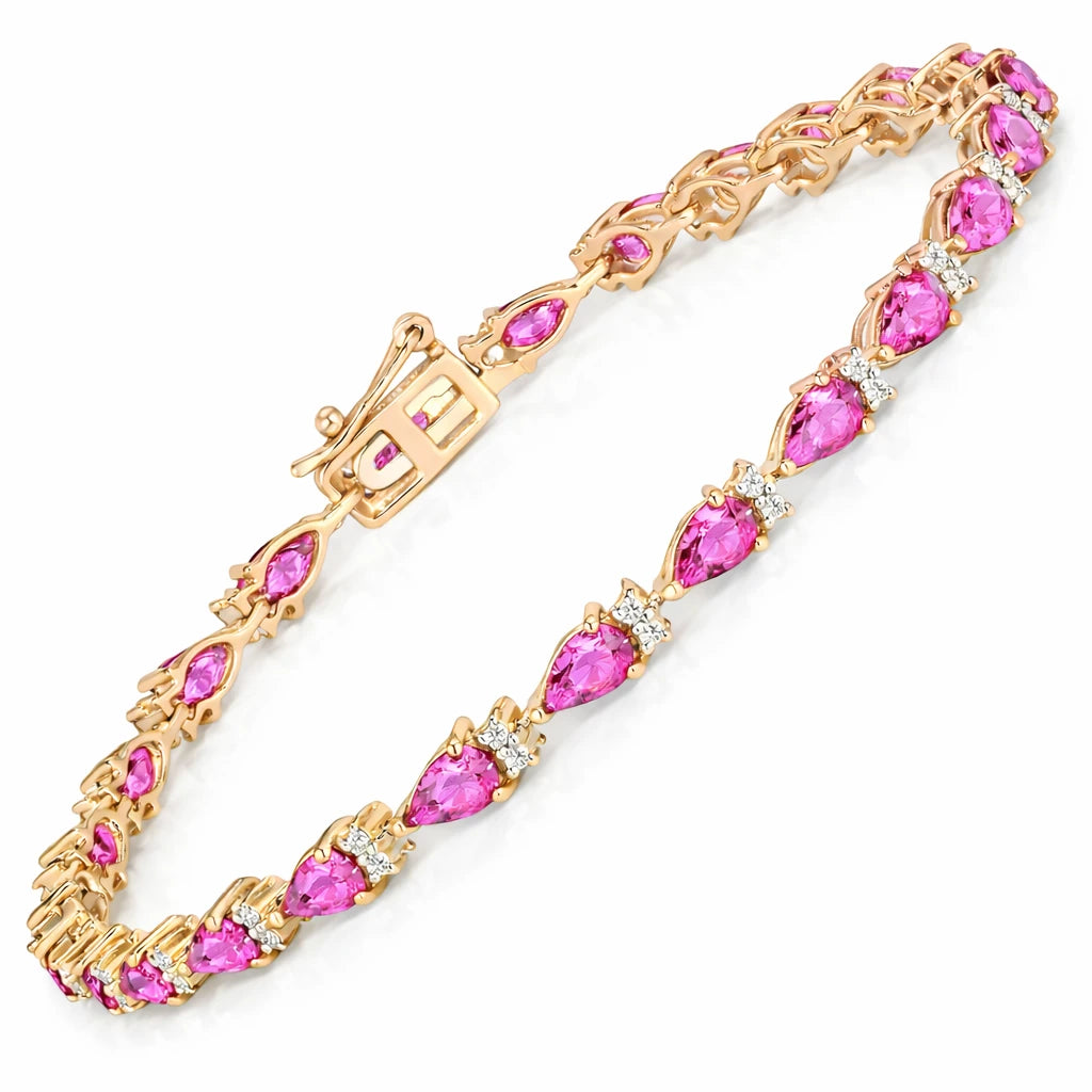 Pear Tennis Bracelet with Diamond Clusters