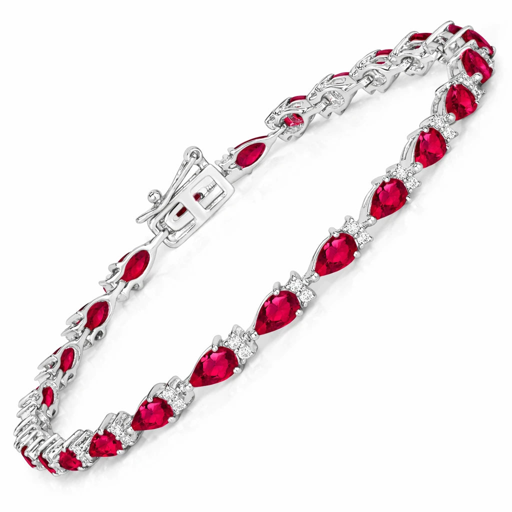 Pear Tennis Bracelet with Diamond Clusters