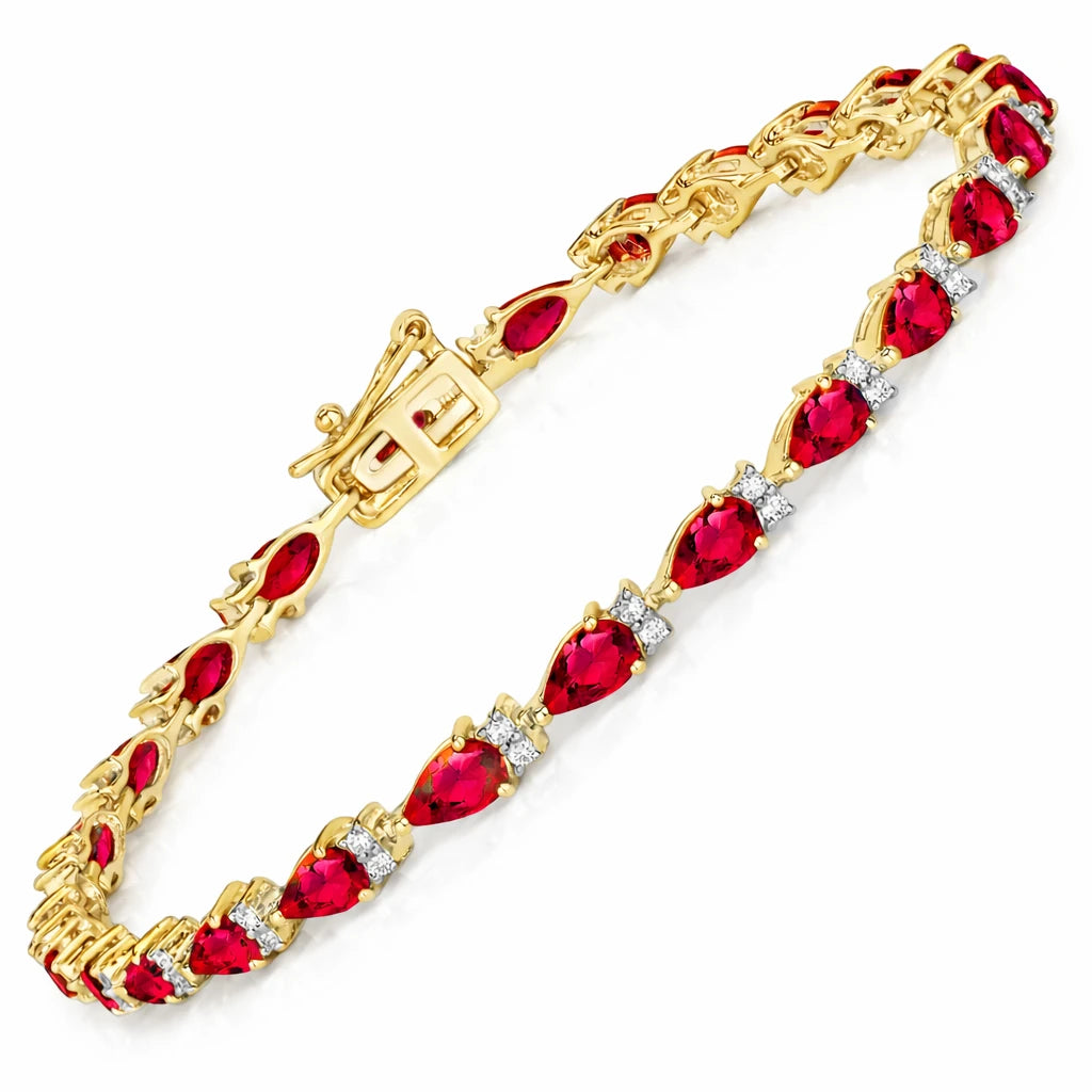 Pear Tennis Bracelet with Diamond Clusters