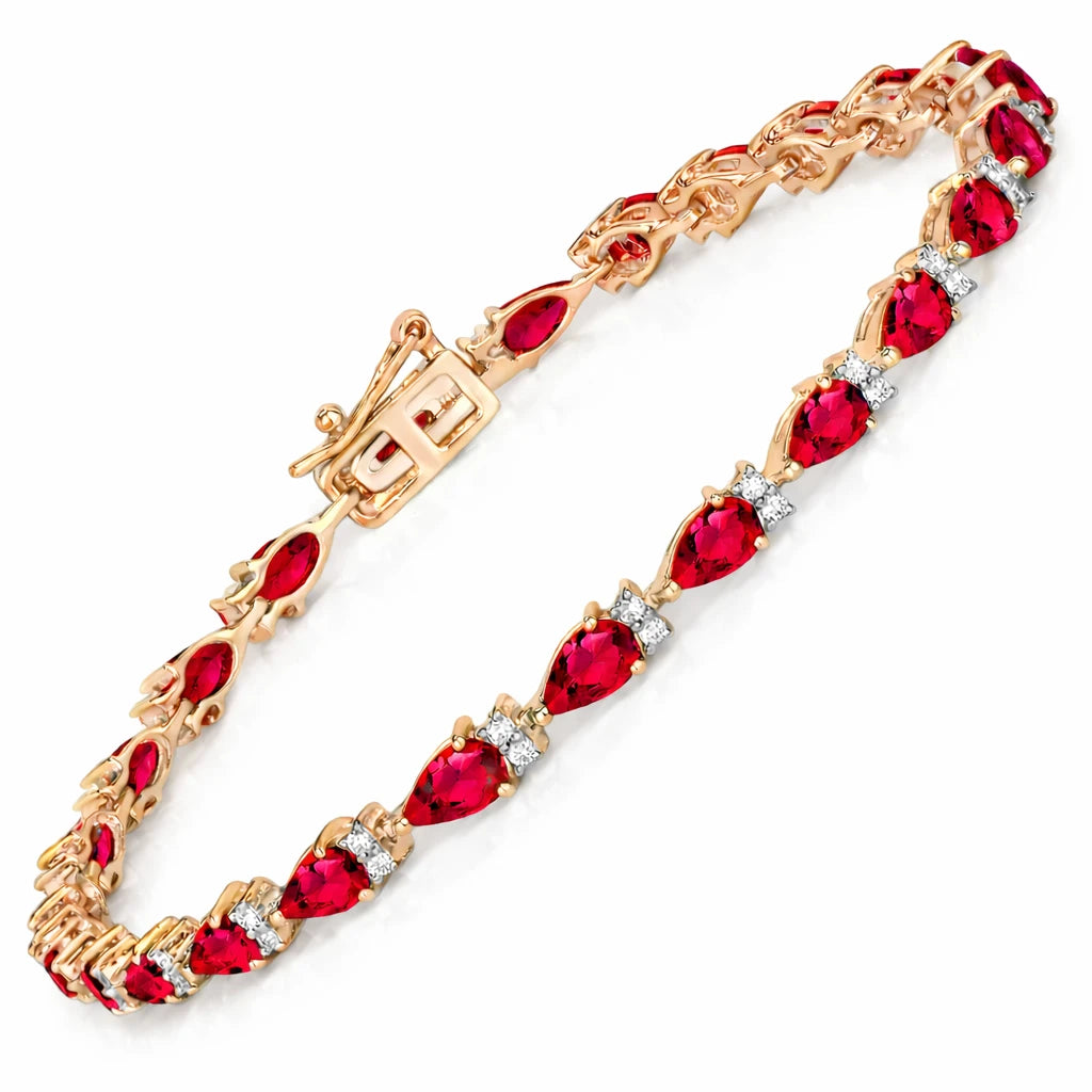 Pear Tennis Bracelet with Diamond Clusters