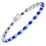 Pear Tennis Bracelet with Diamond Clusters