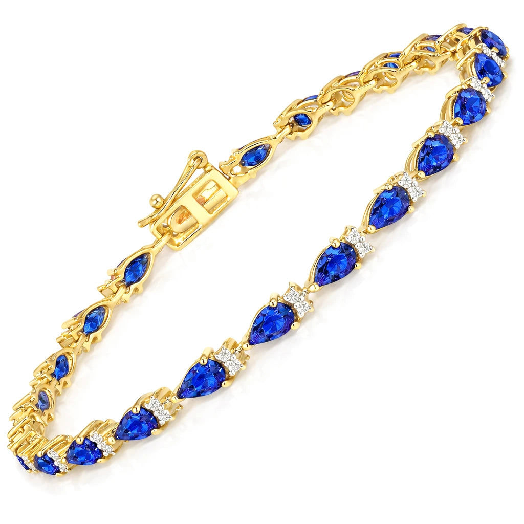 Pear Tennis Bracelet with Diamond Clusters