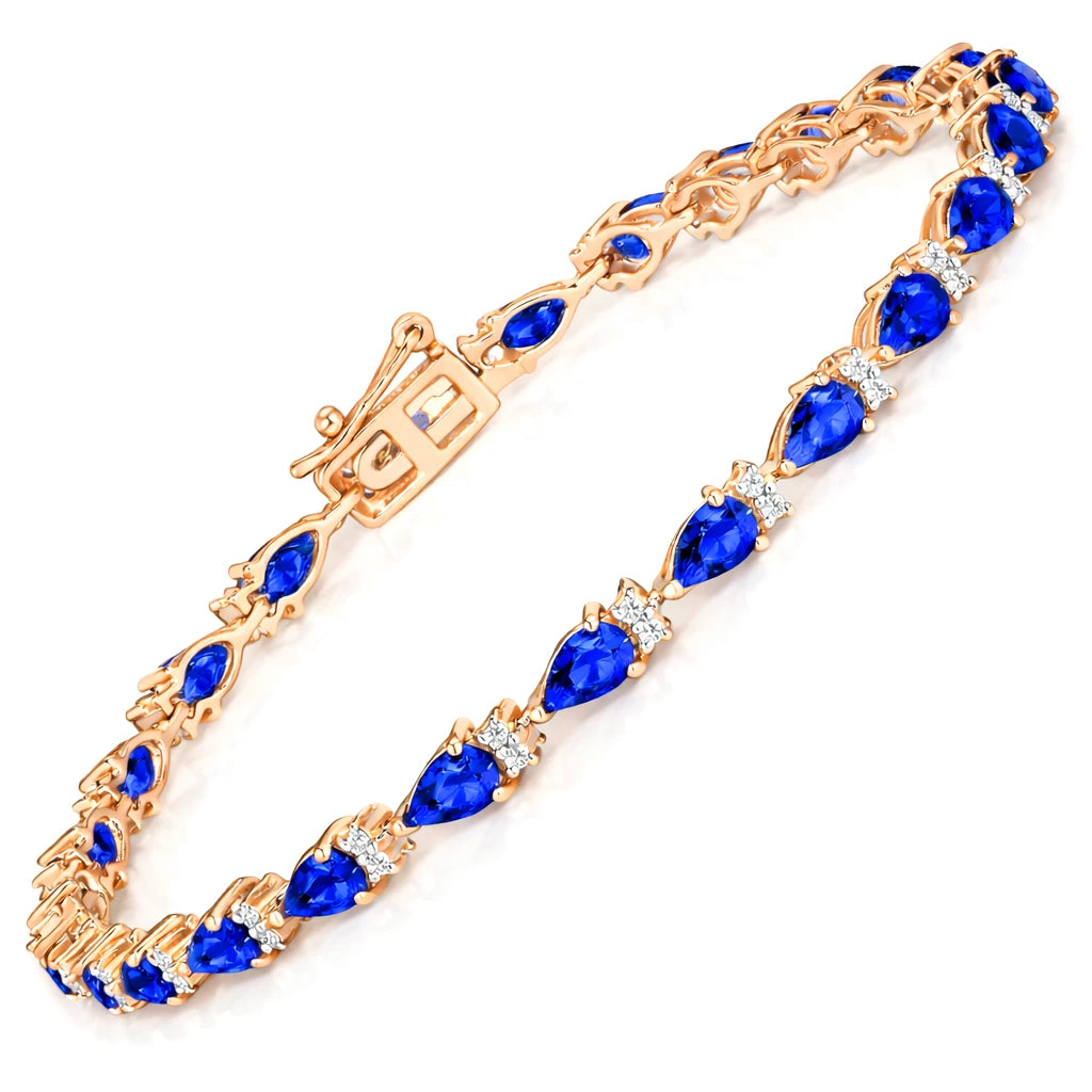 Pear Tennis Bracelet with Diamond Clusters