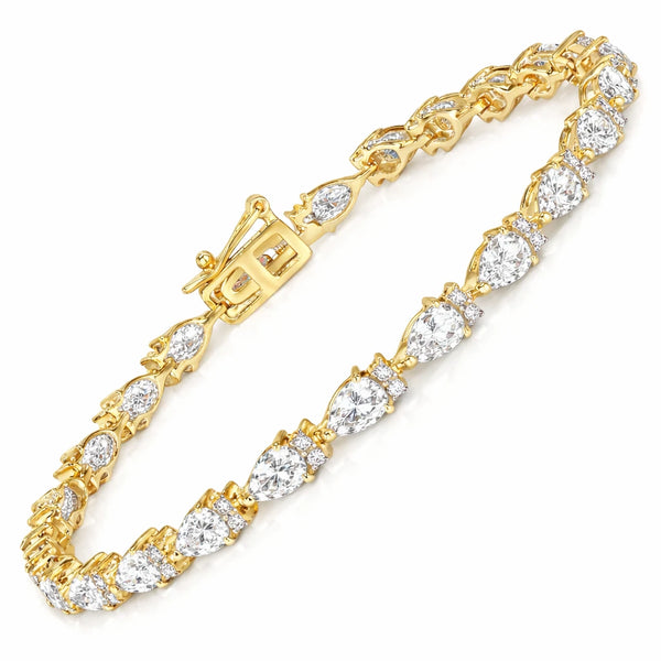 Pear Tennis Bracelet with Diamond Clusters