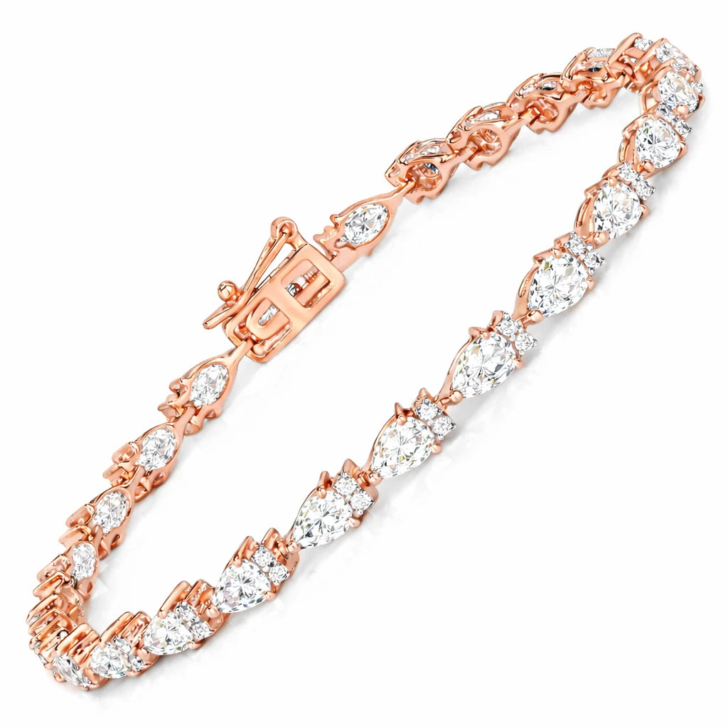 Pear Tennis Bracelet with Diamond Clusters