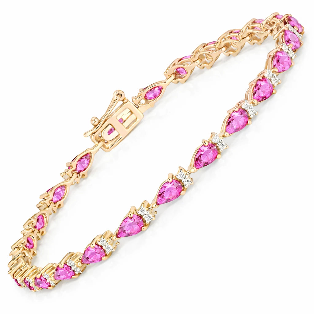 Pear Tennis Bracelet with Diamond Clusters