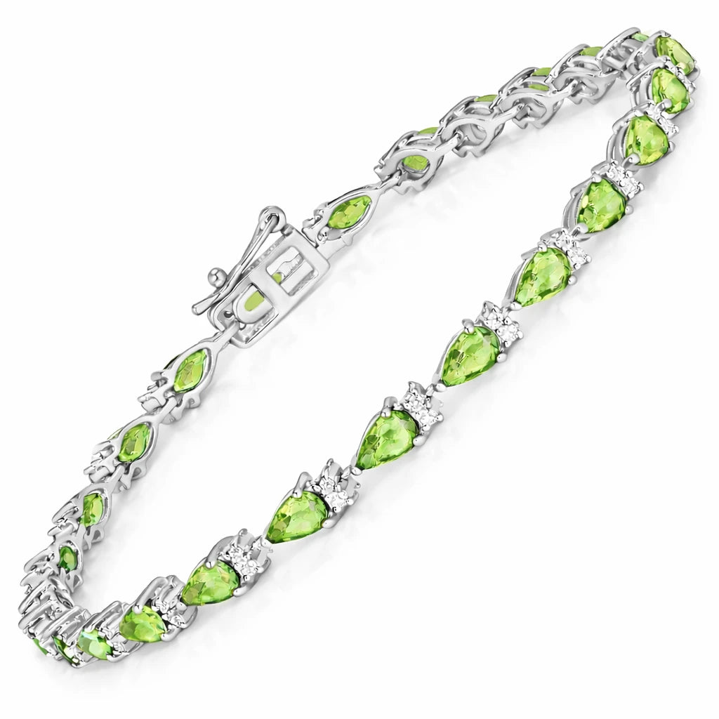 Pear Tennis Bracelet with Diamond Clusters