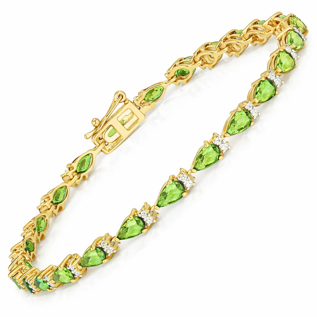 Pear Tennis Bracelet with Diamond Clusters